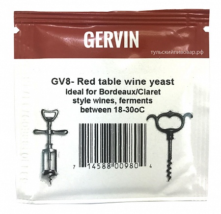 Винные дрожжи Gervin &quot;Red Table Wine GV8&quot;, 5 г