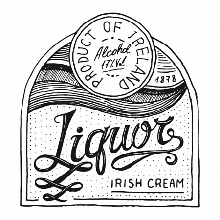 Наклейка на бутылку Liquor Irish Cream белая