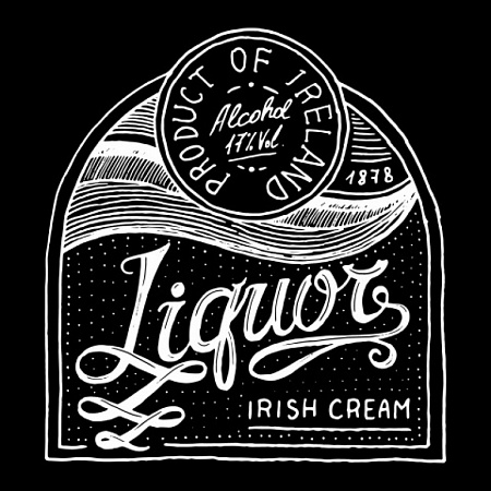 Наклейка на бутылку Liquor Irish Cream черная