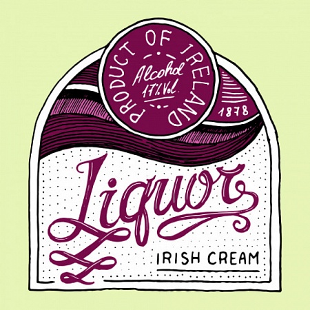 Наклейка на бутылку Liquor Irish Cream красная